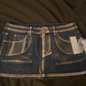 Urban Outfitters Frosted Metallic Denim Mini Skirt